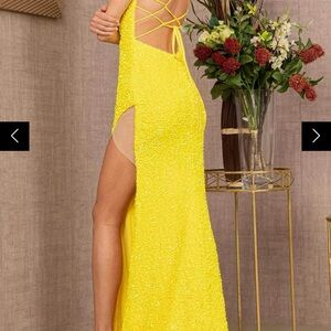 GLS Collective Yellow Sequin Prom Dress Size Small